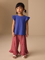 Red Flower Wide Leg Frill Trousers (3mths-7yrs) - Size 3-6 Months (62-68cm)