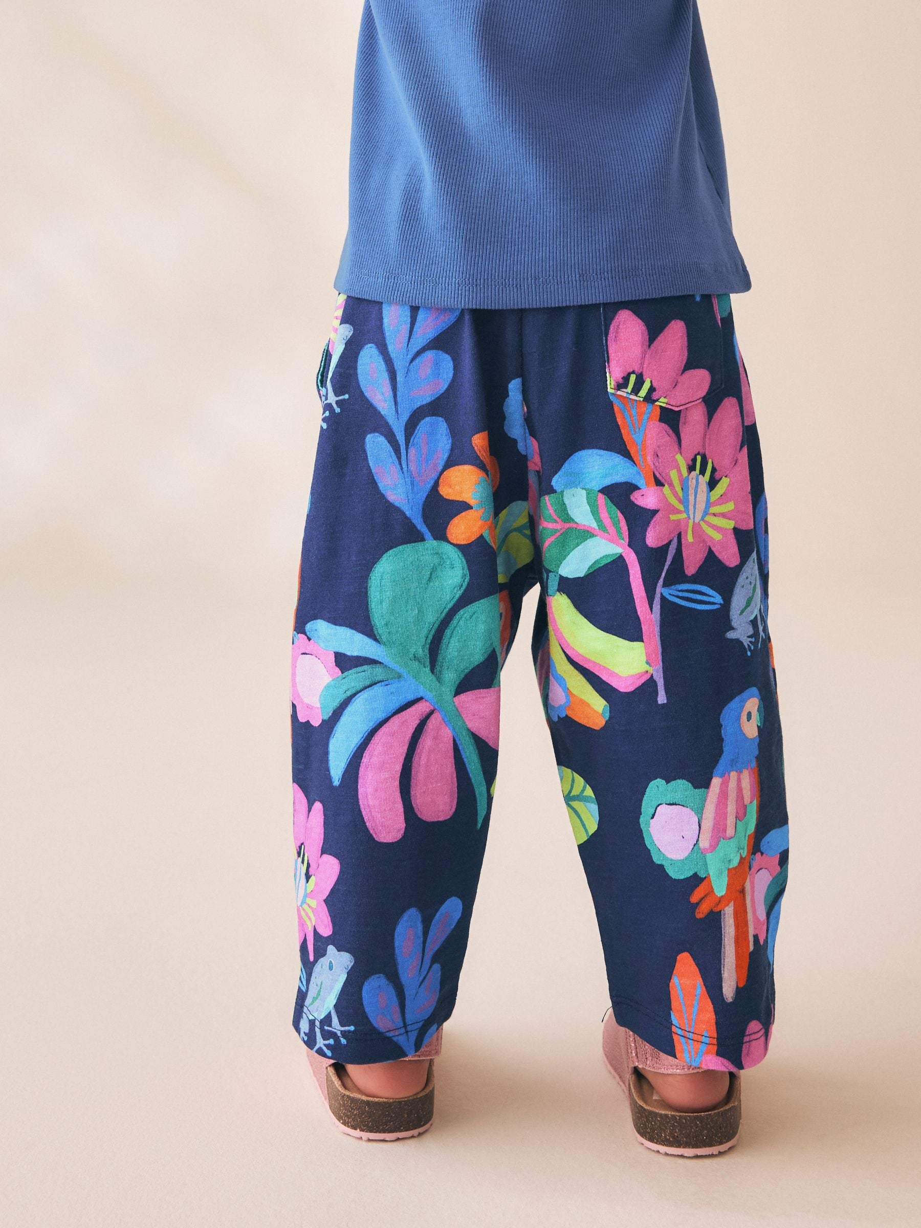 Navy Bird Barrel Leg Trousers (3mths-7yrs)