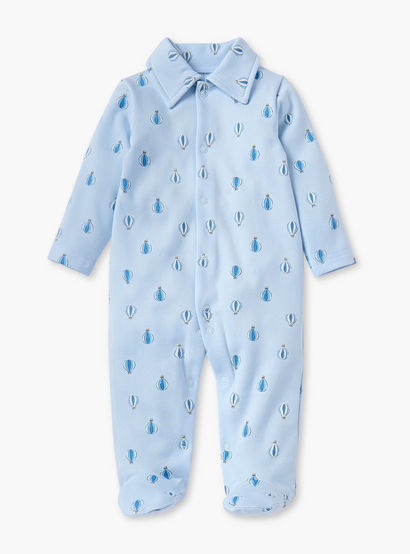 Juniors All-Over Air Balloon Print Closed Feet Sleepsuit with Long Sleeves-baby-boys-clothing-nightwear-sleepsuits-image-1