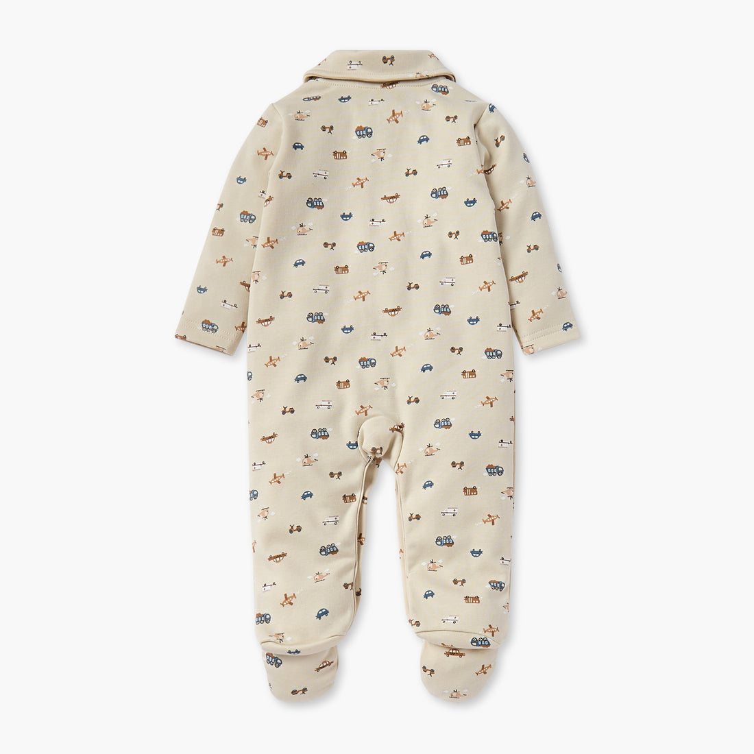 Juniors All-Over Vehicle Print Closed Feet Sleepsuit with Long Sleeves