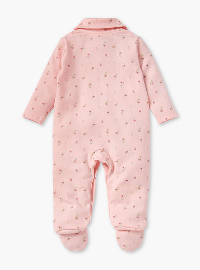 Juniors Floral Print Sleepsuit with Collar and Button Closure-baby-girls-clothing-nightwear-sleepsuits-image-2