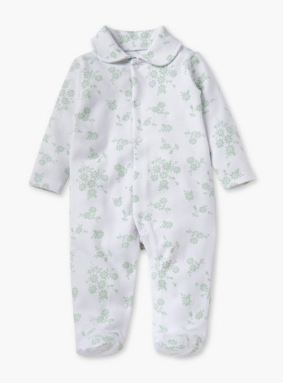 Juniors Floral Print Sleepsuit with Long Sleeves and Button Closure-baby-girls-clothing-nightwear-sleepsuits-image-1