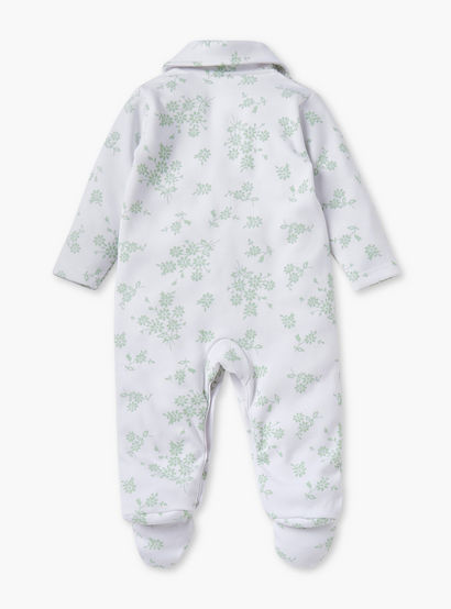 Juniors Floral Print Sleepsuit with Long Sleeves and Button Closure-baby-girls-clothing-nightwear-sleepsuits-image-2