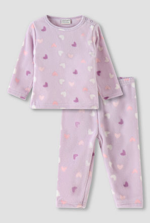 Juniors Pyjama Set with Heart Print - Long Sleeves - Round Neck