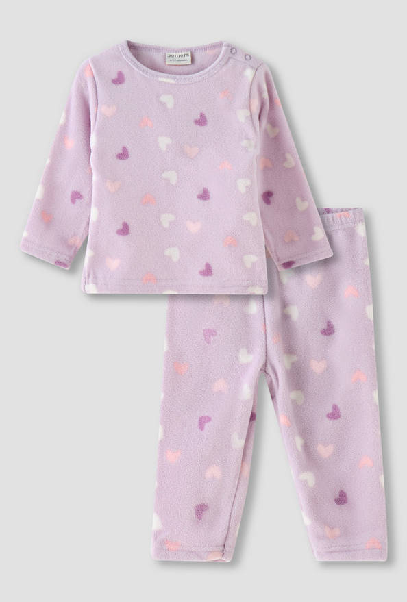 Juniors Pyjama Set with Heart Print - Long Sleeves - Round Neck