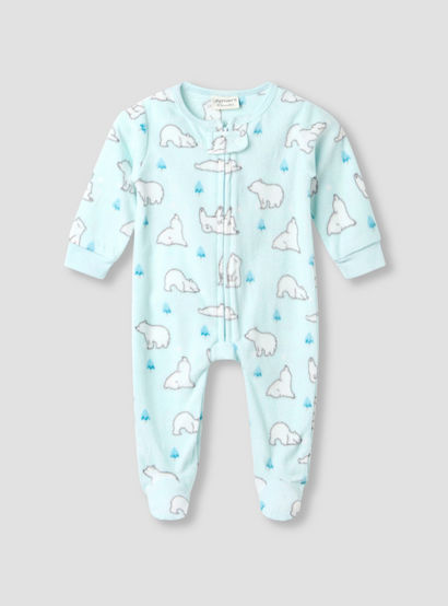 Juniors Round Neck Sleepsuit with Polar Bear Print - Polyester - Long Sleeves - Set of 2-baby-boys-clothing-nightwear-sleepsuits-image-3