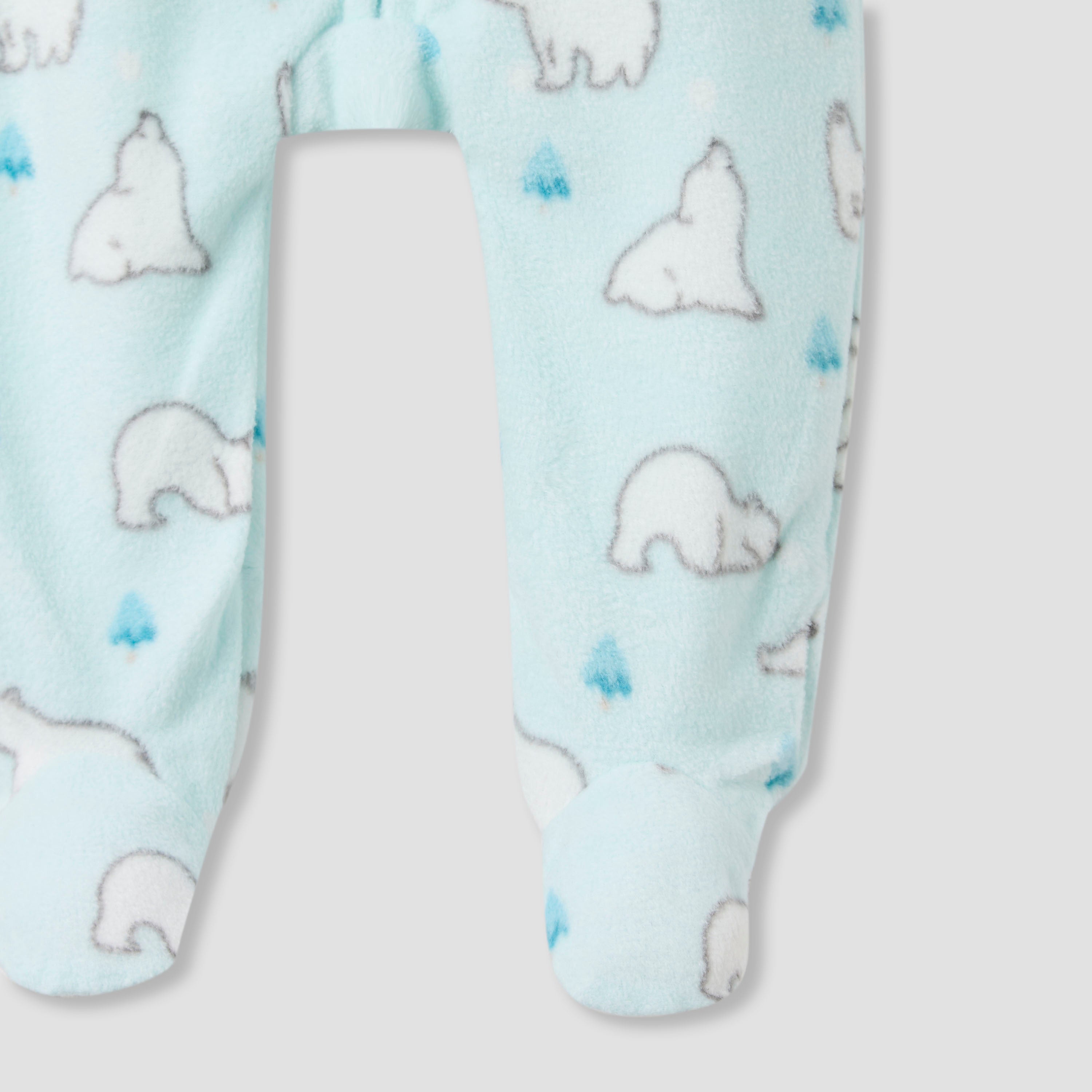 Juniors Round Neck Sleepsuit with Polar Bear Print - Polyester - Long Sleeves - Set of 2