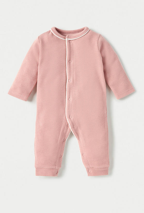 Juniors Ribbed Open Feet Sleepsuit with Button Closure