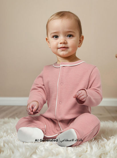 Juniors Ribbed Open Feet Sleepsuit with Button Closure-baby-girls-clothing-nightwear-sleepsuits-image-5