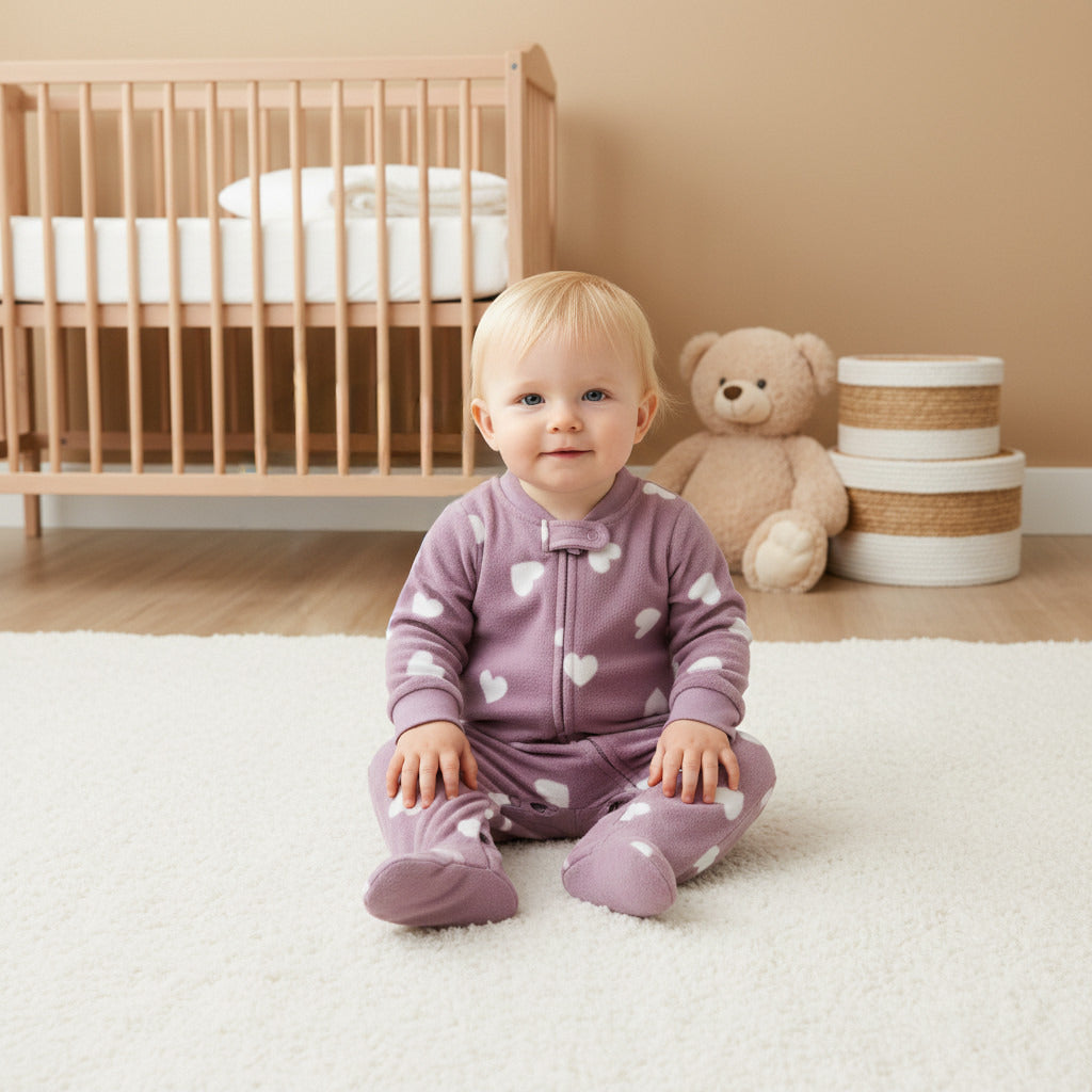 Juniors Mandarin Collar Sleepsuit with Closed Feet - Polyester - Long Sleeves