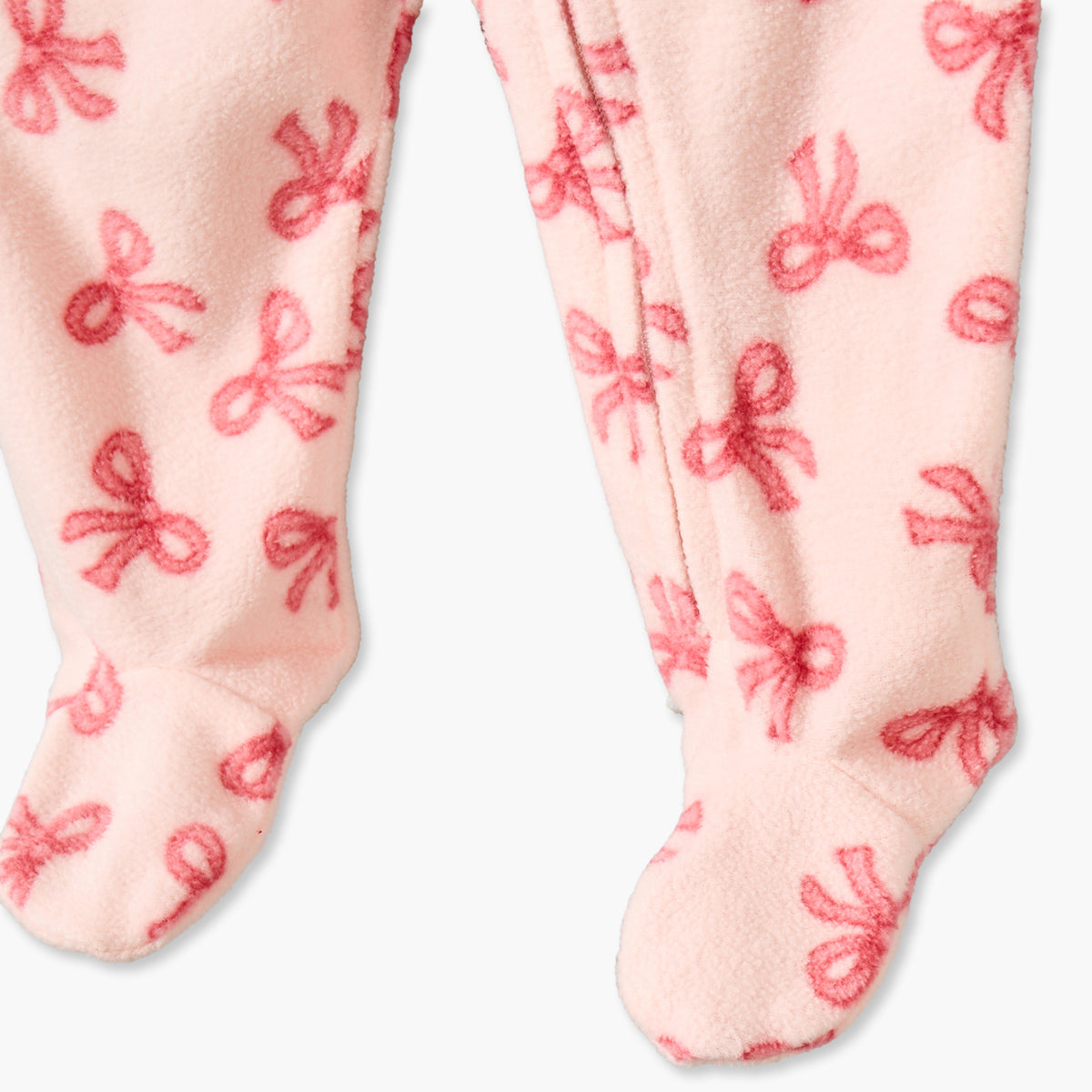 Juniors Fleece Crew Neck Long Sleeves Sleepsuit with Bow Print