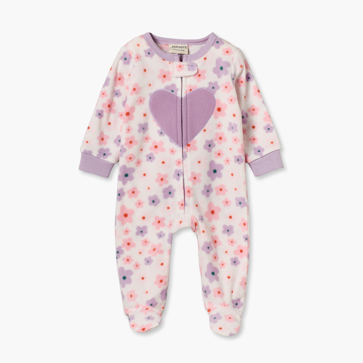 Pack of 2 Juniors Fleece Crew Neck Long Sleeves Sleepsuit with Zip Closure