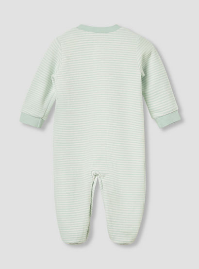 Juniors Crew Neck Sleepsuit with Stripes - Cotton Blend - Long Sleeves-baby-girls-clothing-nightwear-sleepsuits-image-2