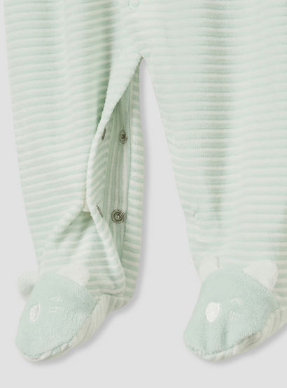 Juniors Crew Neck Sleepsuit with Stripes - Cotton Blend - Long Sleeves-baby-girls-clothing-nightwear-sleepsuits-image-4