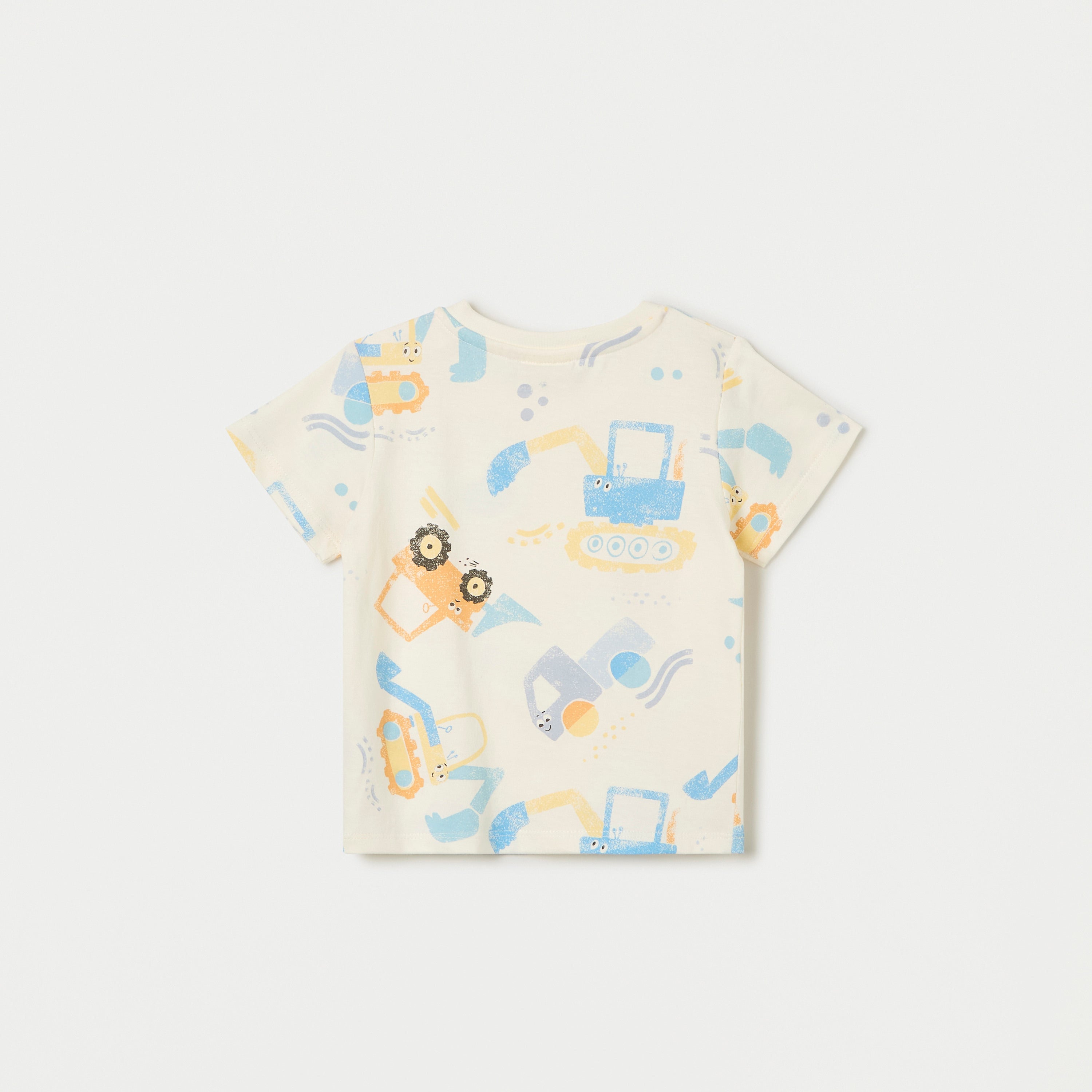 Juniors All-Over Print T-shirt with Crew Neck and Short Sleeves