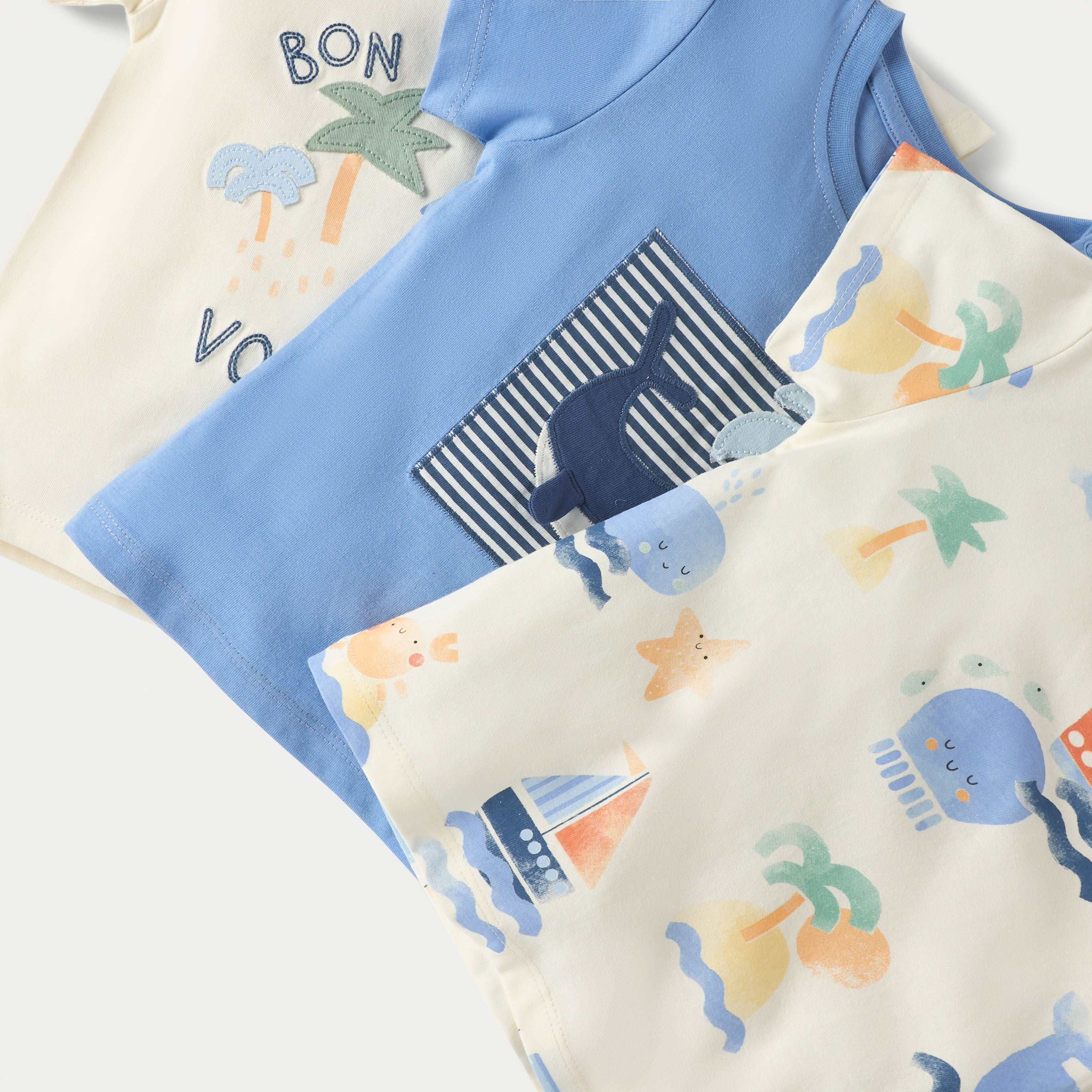 Juniors Printed Crew Neck T-shirt with Short Sleeves - Set of 3