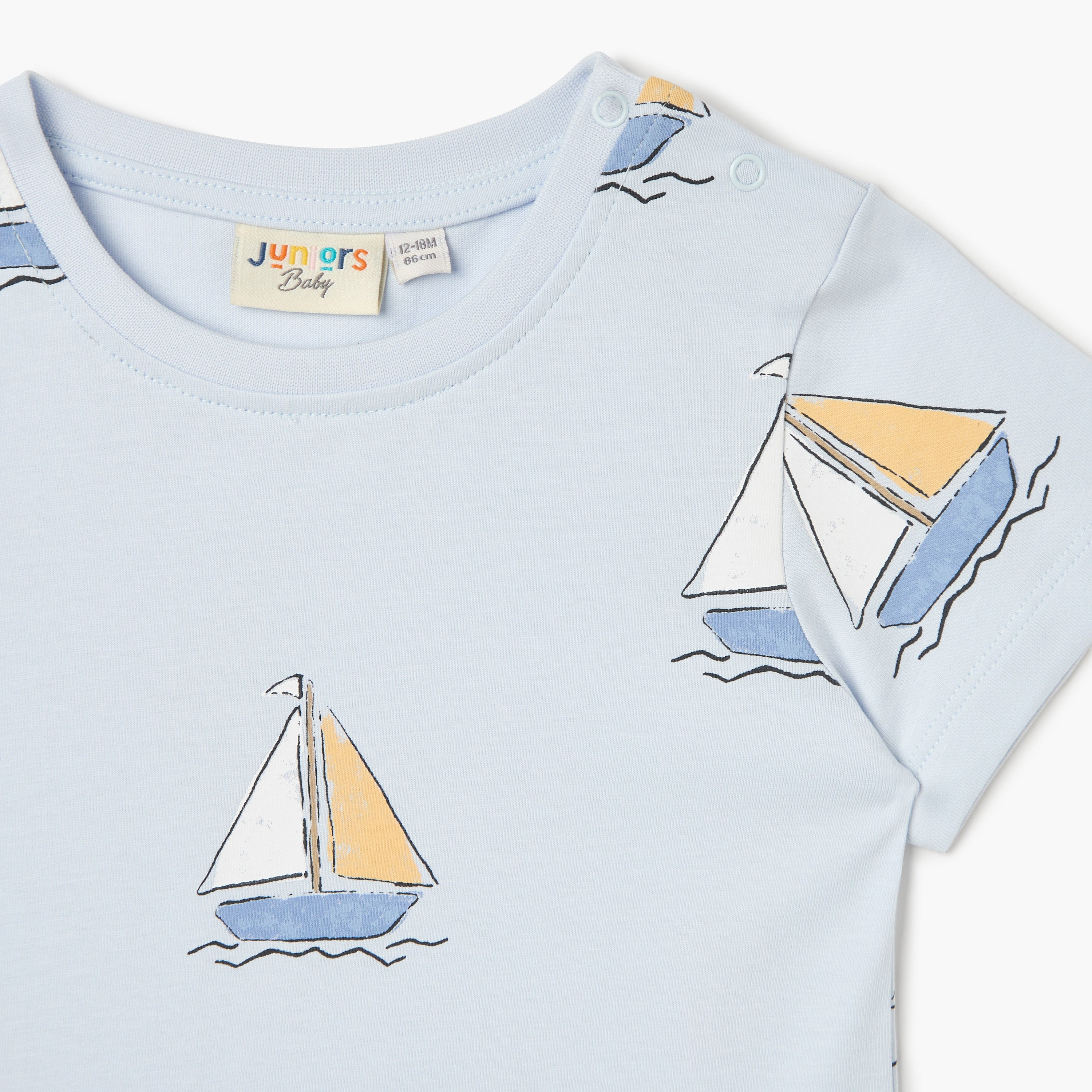 Juniors Printed Crew Neck T-shirt with Short Sleeves