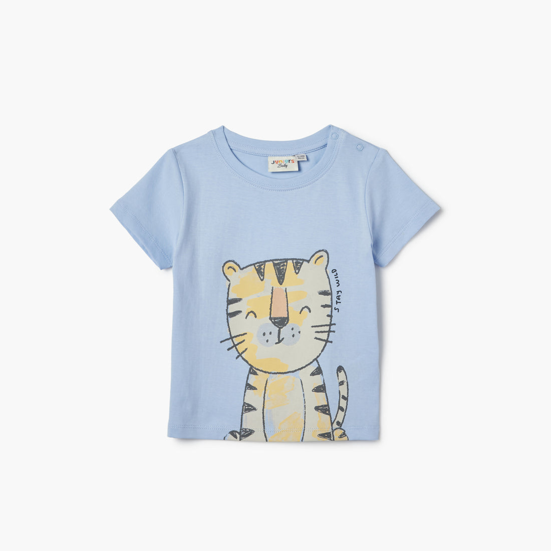 Juniors Tiger Print T-shirt with Short Sleeves - Blue / 12-18 mths