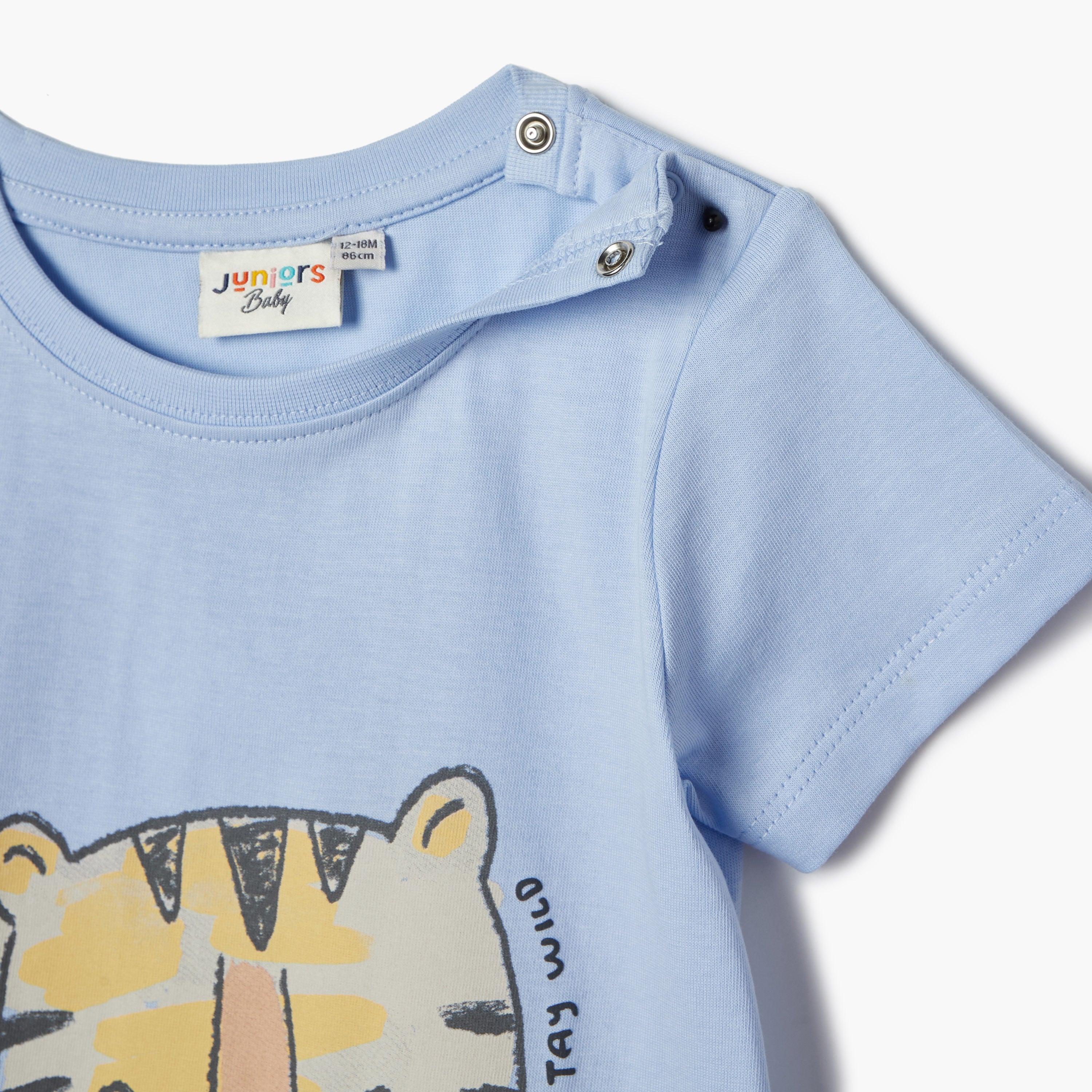 Juniors Tiger Print T-shirt with Short Sleeves
