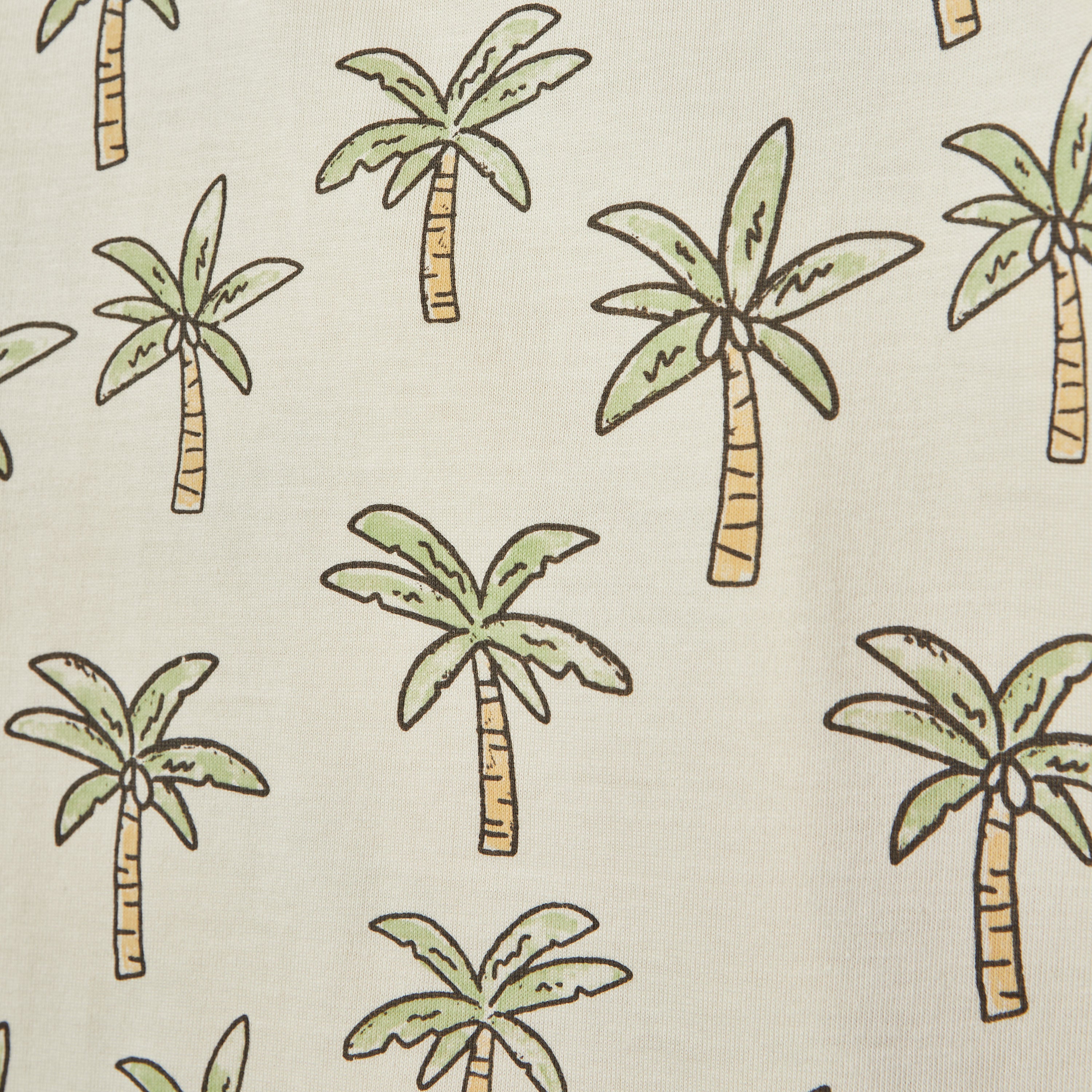 Juniors All-Over Palm Tree Print T-shirt with Short Sleeves