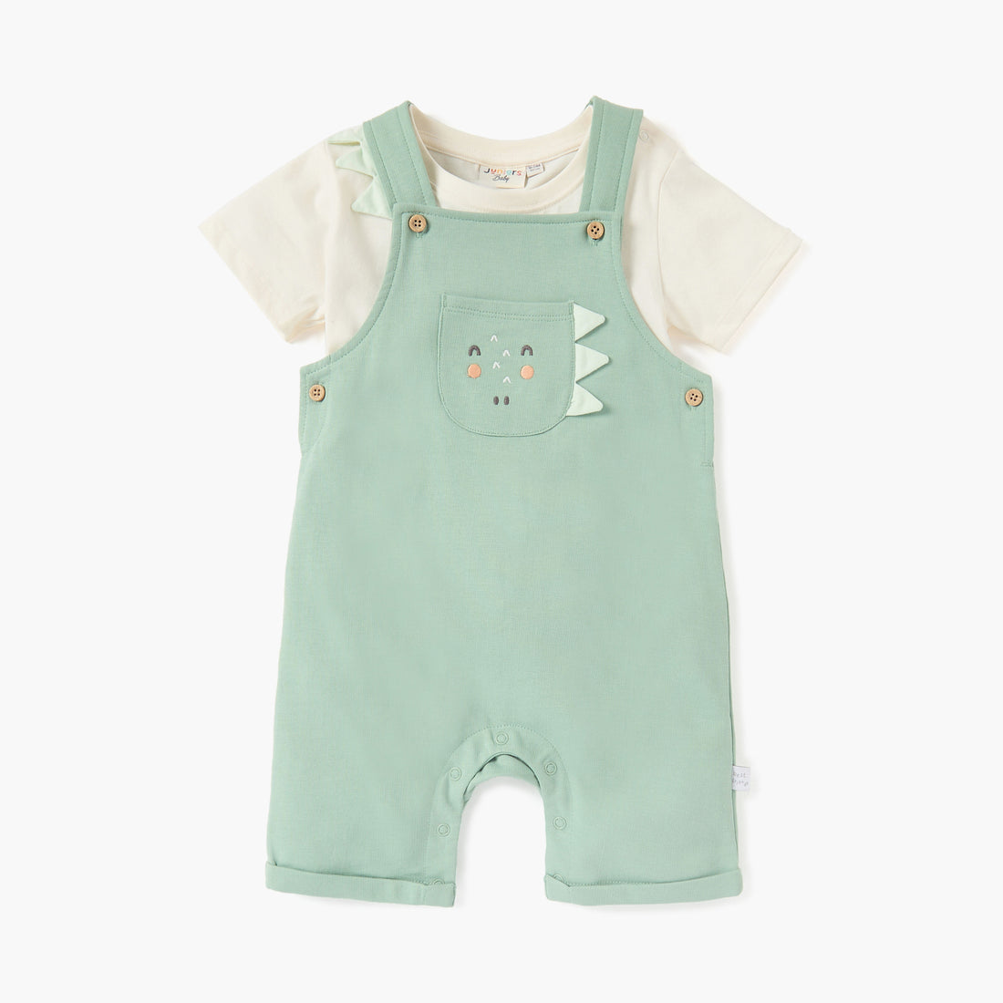 Juniors Applique Detail T-shirt and Dungarees Set - Green / 18-24 mths