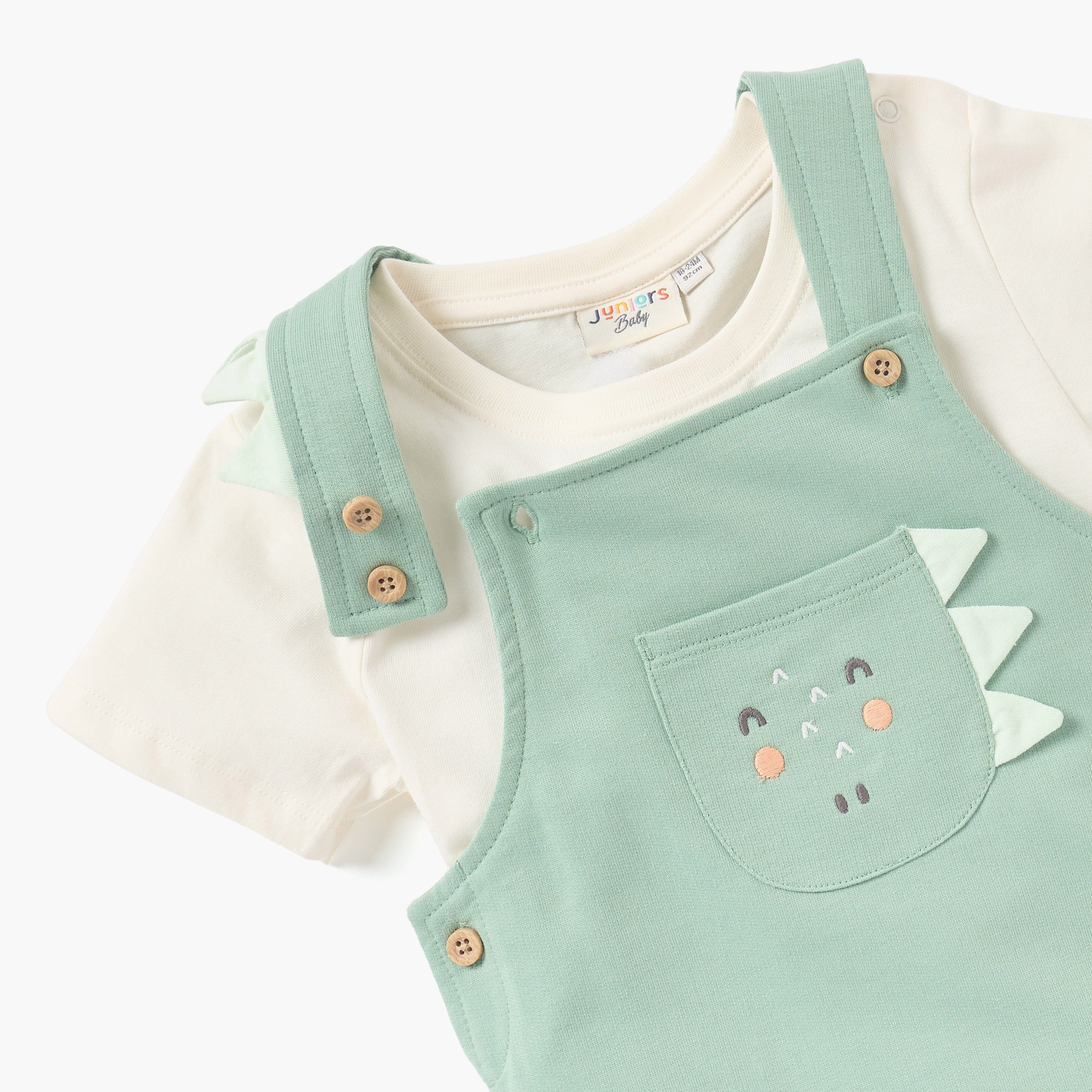 Juniors Applique Detail T-shirt and Dungarees Set