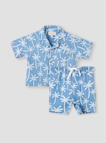 Juniors All-Over Palm Tree Print Shirt and Shorts Set-baby-boys-clothing-setsandcoords-image-1