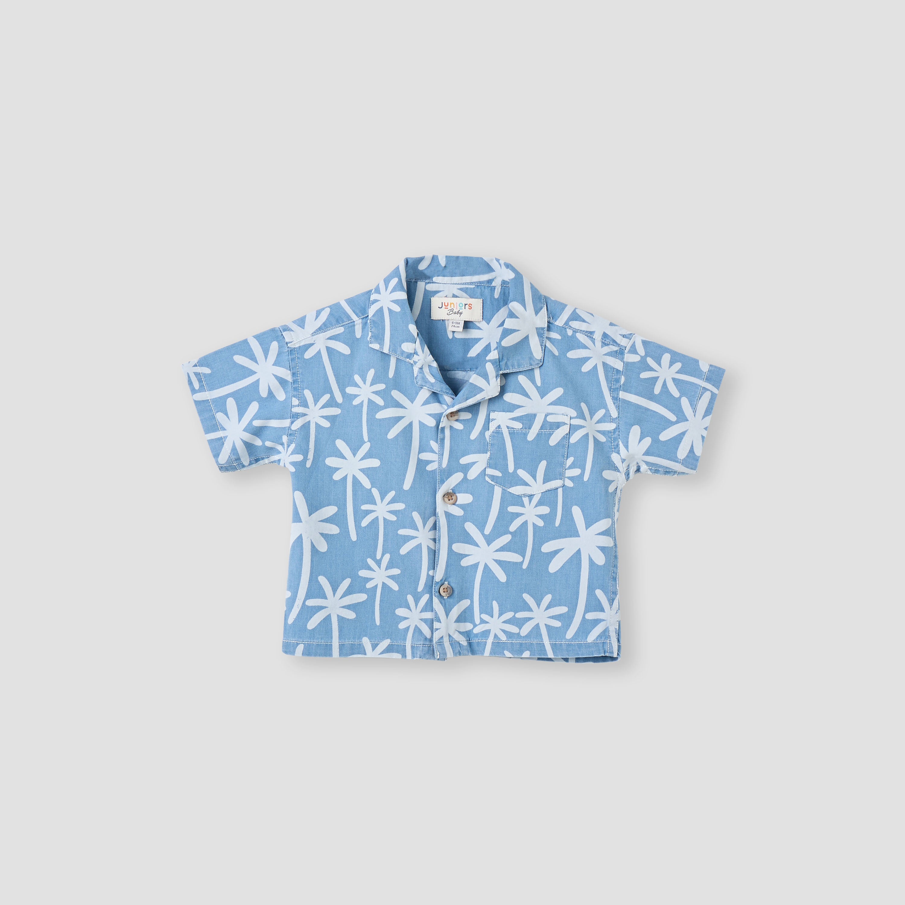 Juniors All-Over Palm Tree Print Shirt and Shorts Set