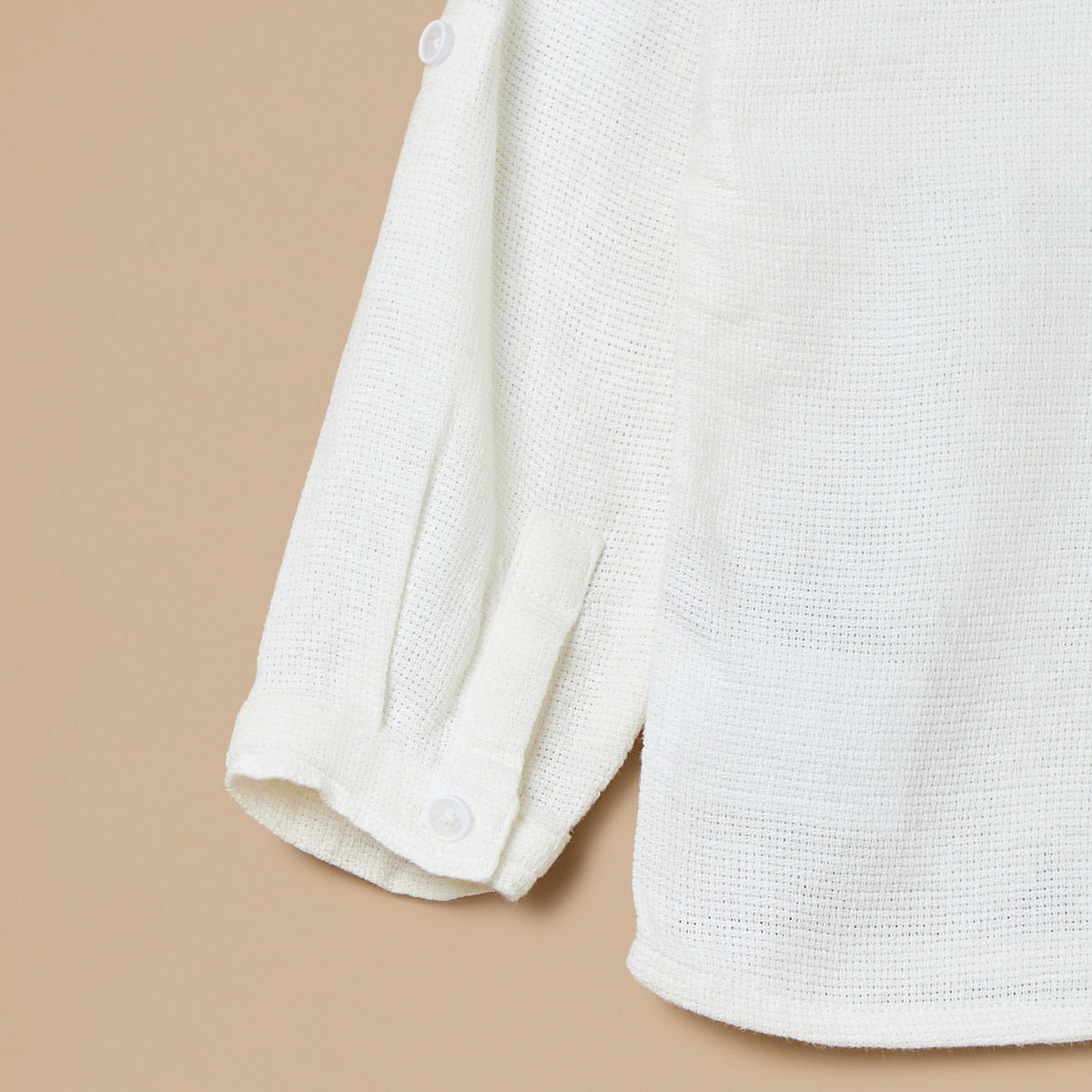 Giggles Embroidered Mandarin Collar Shirt with Button Closure and Front Pocket