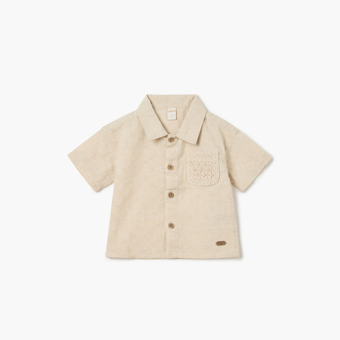Giggles Textured Shirt with Crochet Pocket
