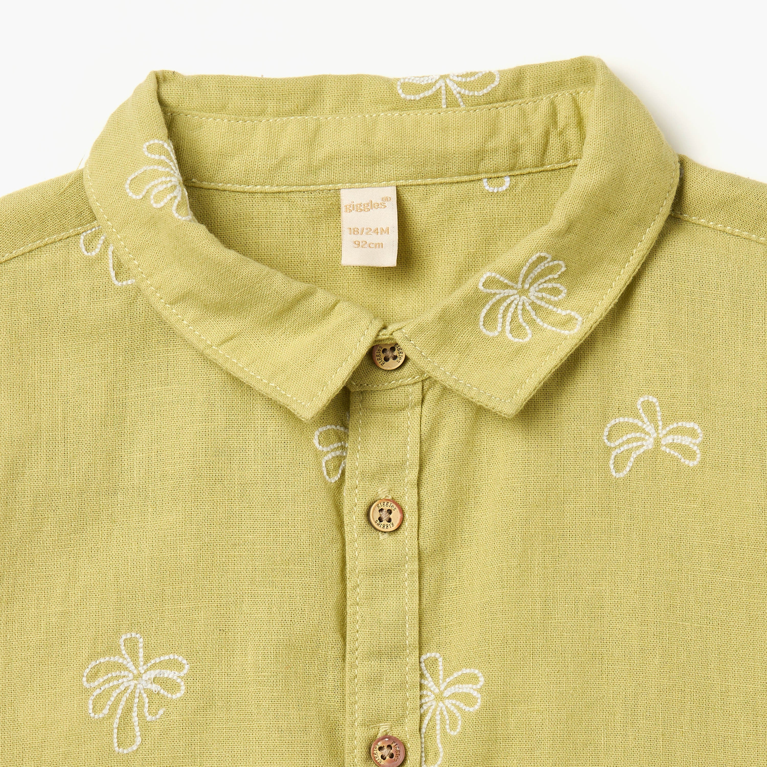 Juniors Embroidered Shirt with Short Sleeves