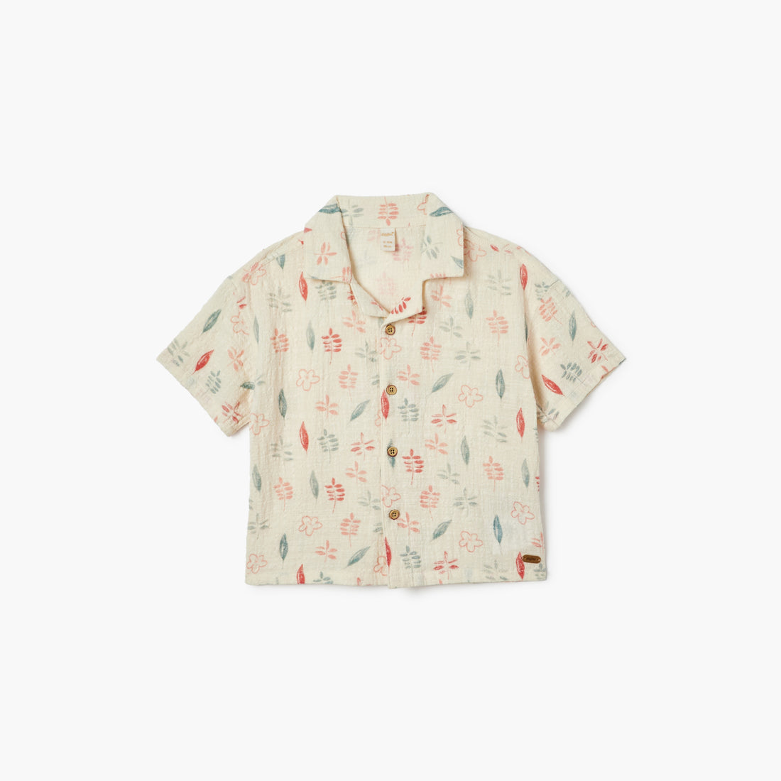 Giggles All-Over Print Shirt with Camp Collar and Short Sleeves