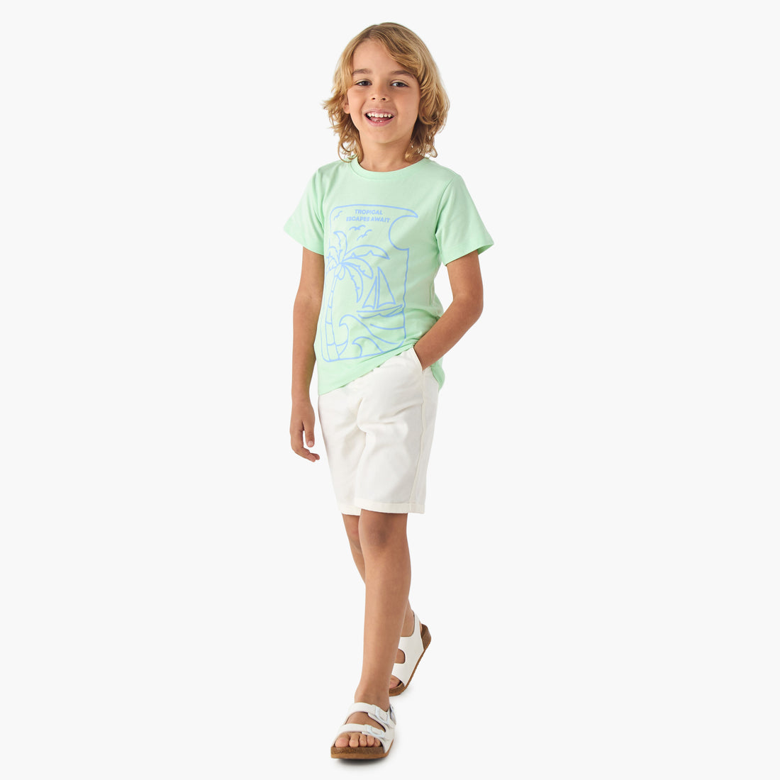 Juniors Tropical Print Crew Neck T-shirt - Set of 2