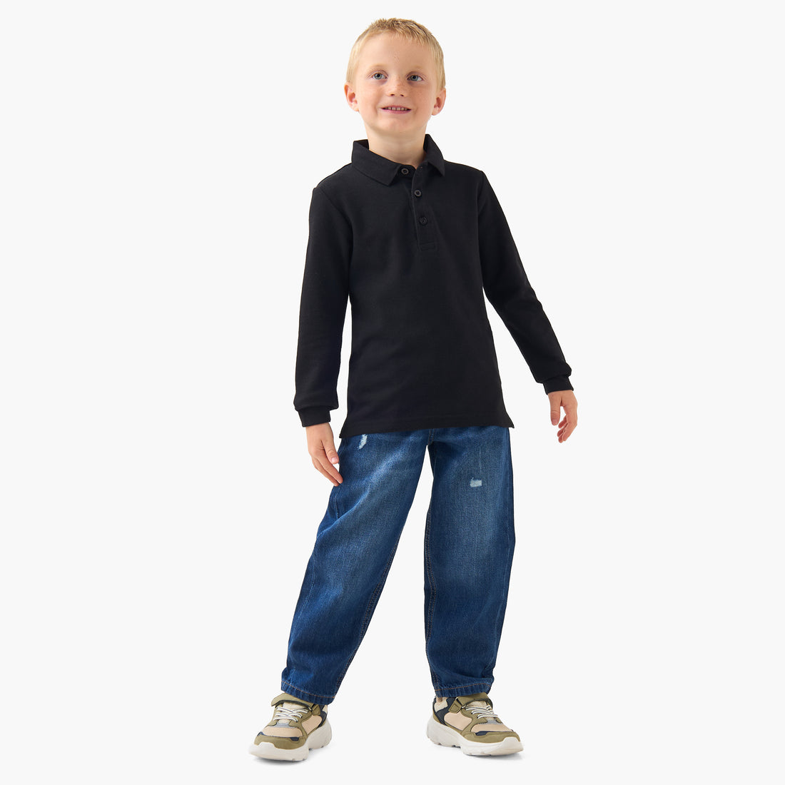 Juniors Collared Long Sleeves Polo T-shirt
