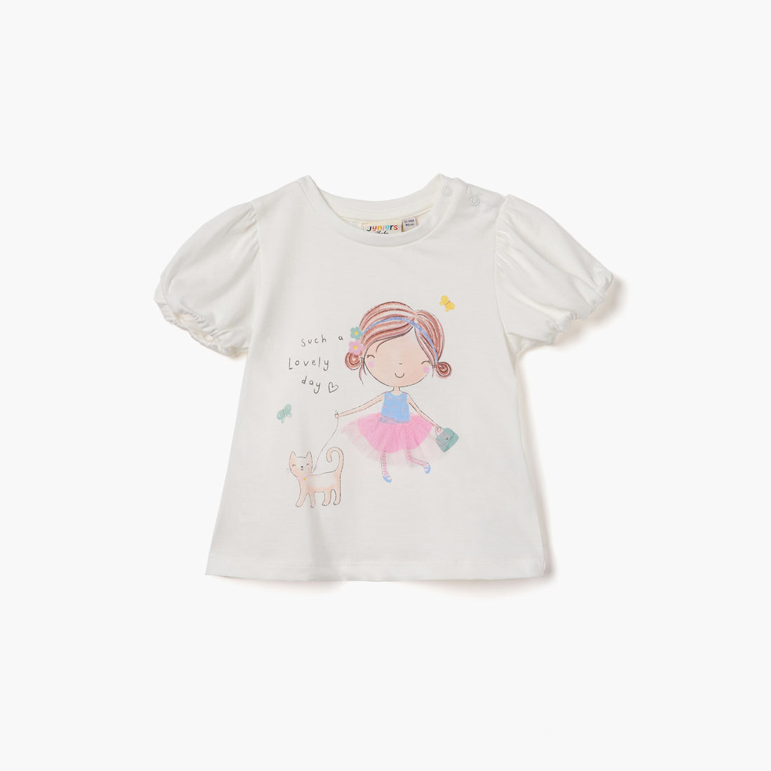 Juniors Graphic Print T-shirt with Short Sleeves - White / 12-18 mths