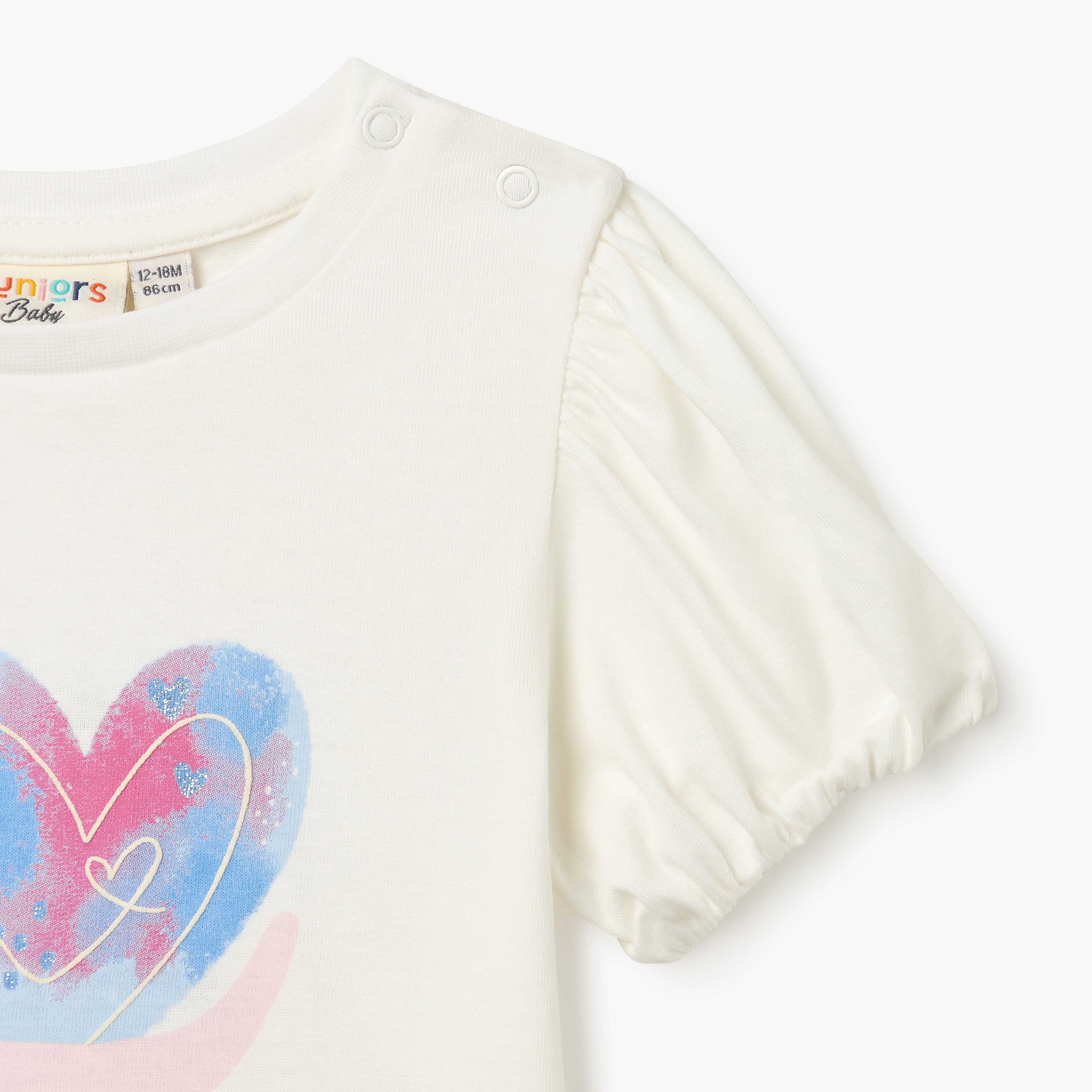 Juniors Snail Print T-shirt with Short Sleeves and Round Neck
