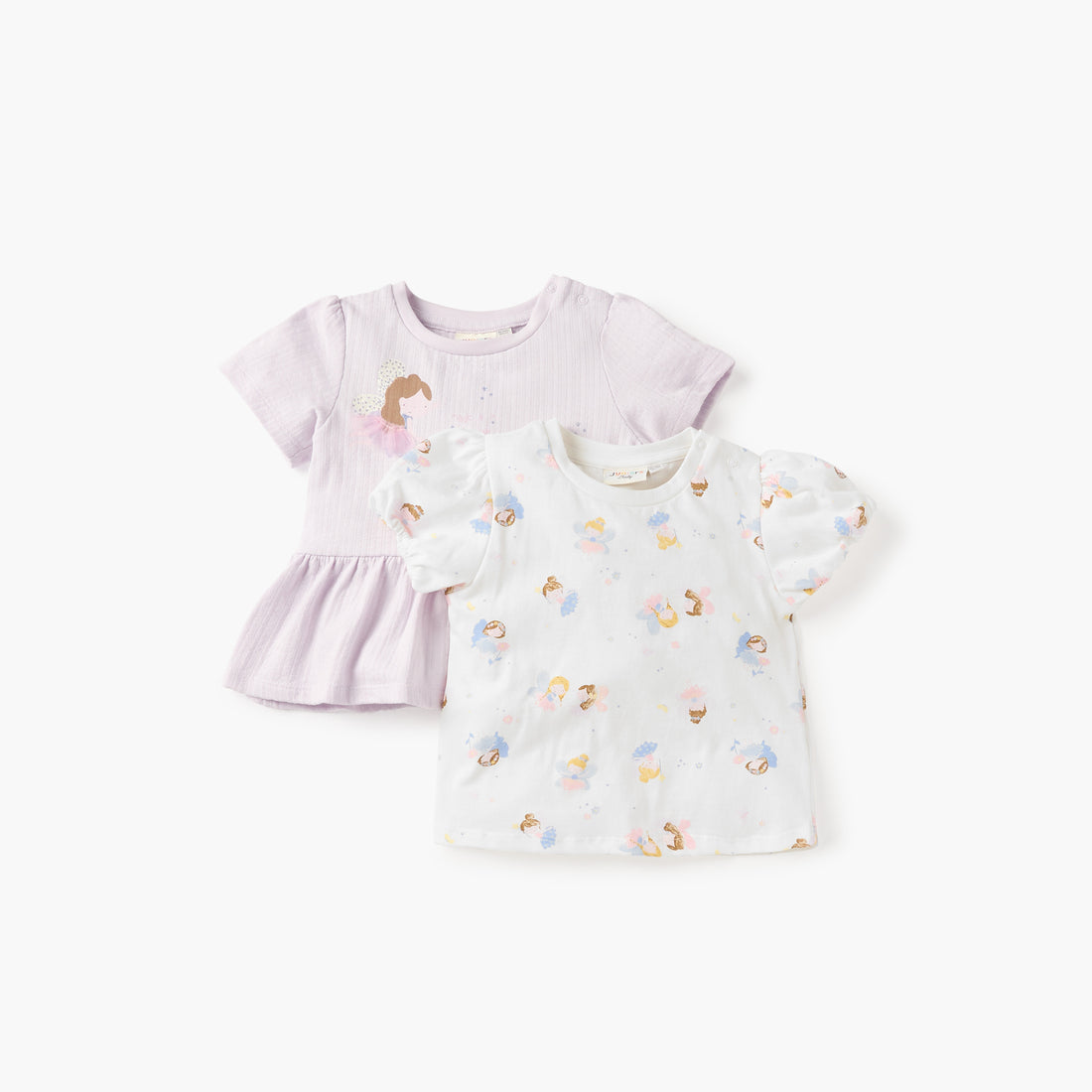 Juniors Fairy Print Top with Short Sleeves - Set of 2 - Multicolour / 12-18 mths