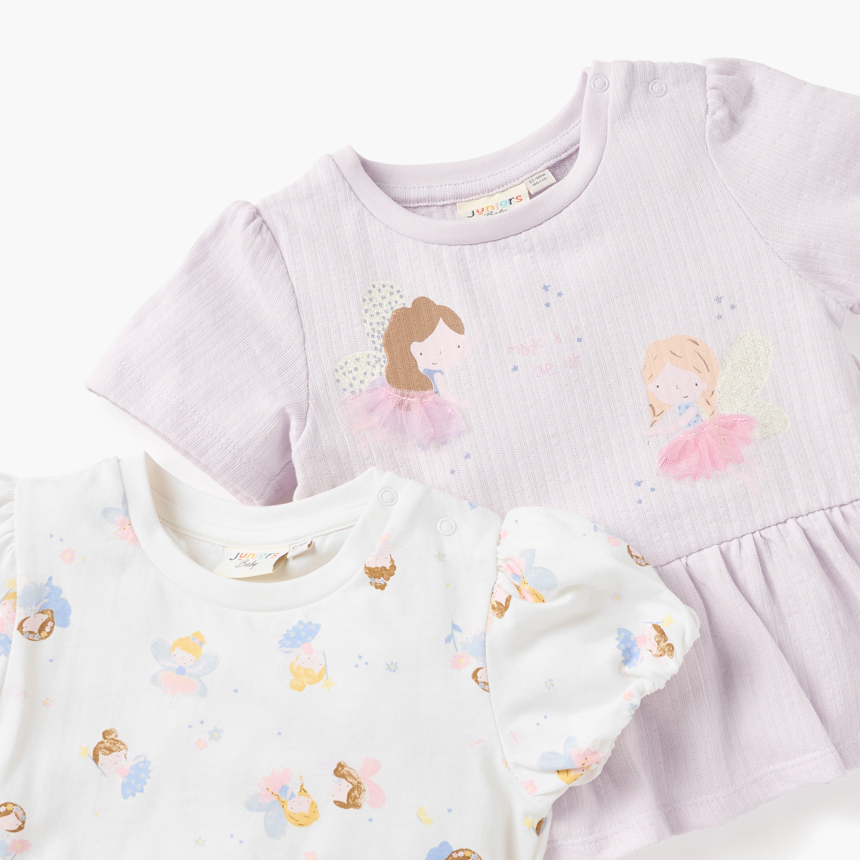 Juniors Fairy Print Top with Short Sleeves - Set of 2