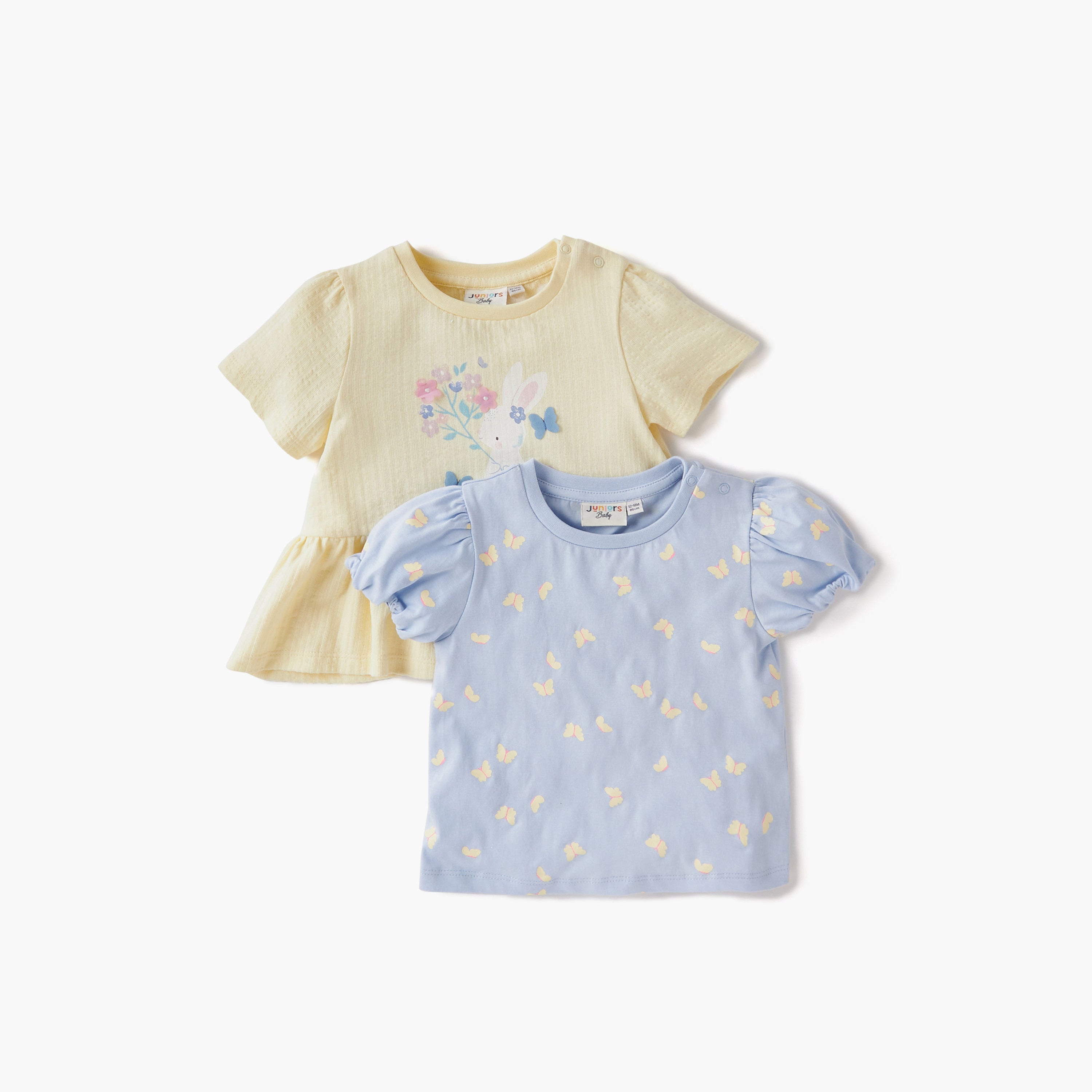 Juniors Printed Crew Neck T-shirt with Short Sleeves - Set of 2 - Multicolour / 12-18 mths