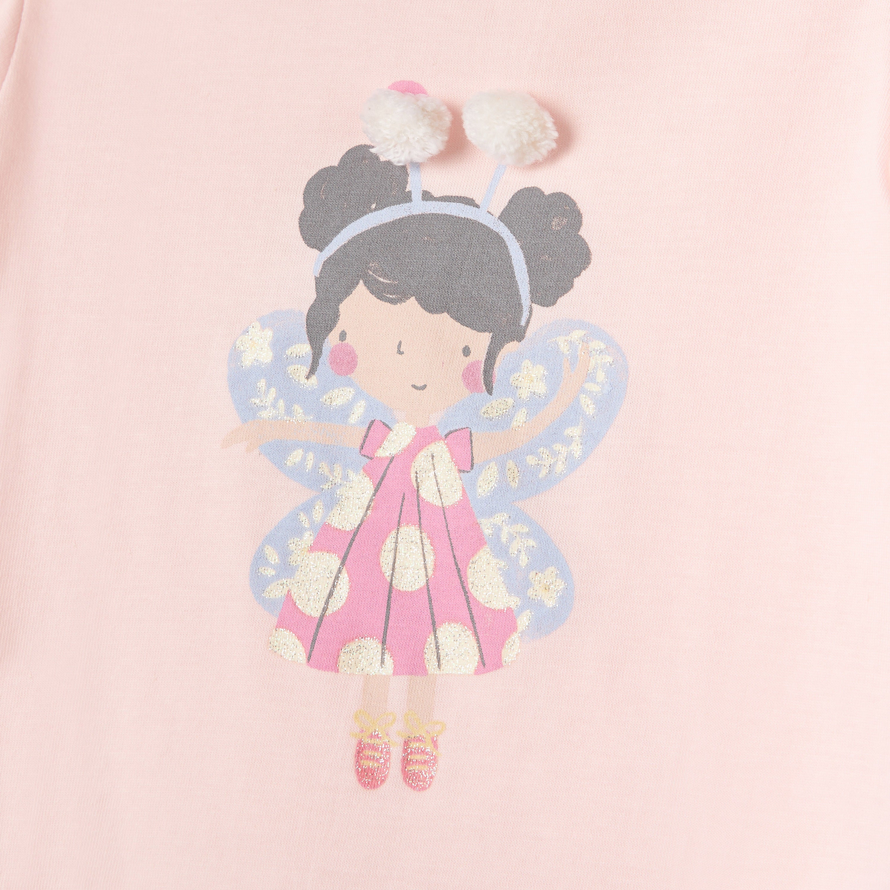 Juniors Graphic Print T-shirt with Puff Sleeves