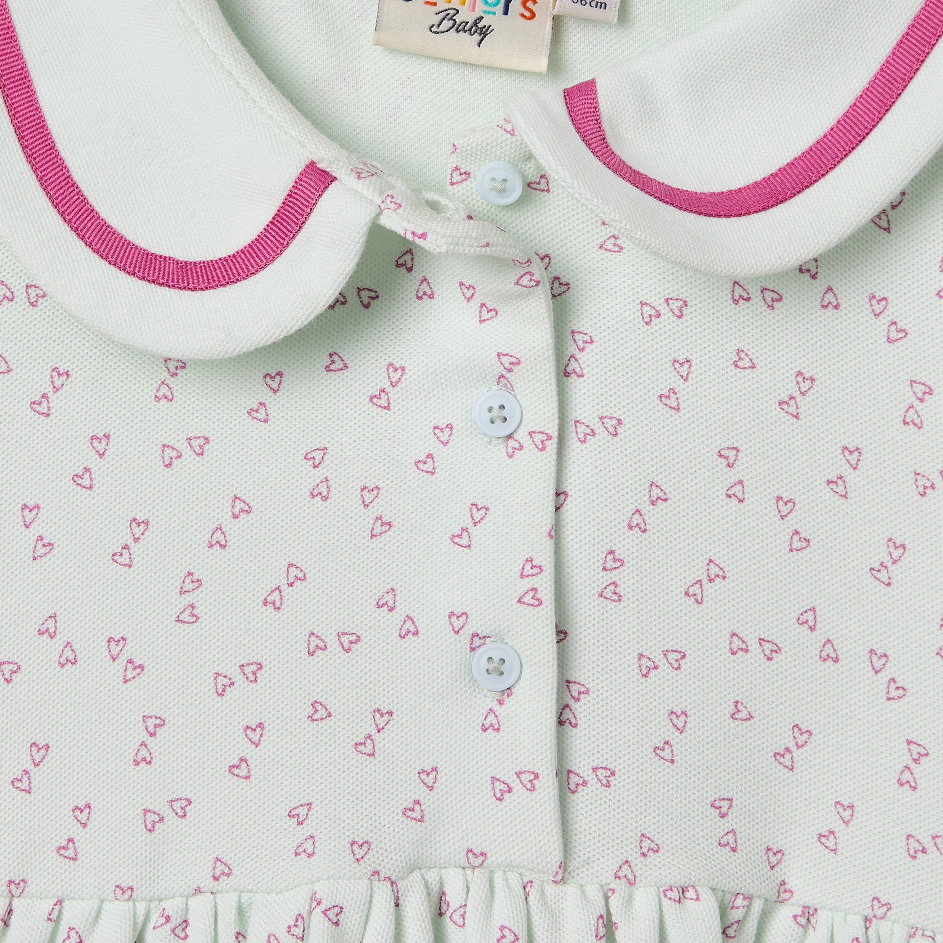 Juniors Heart Print Polo Dress with Short Sleeves