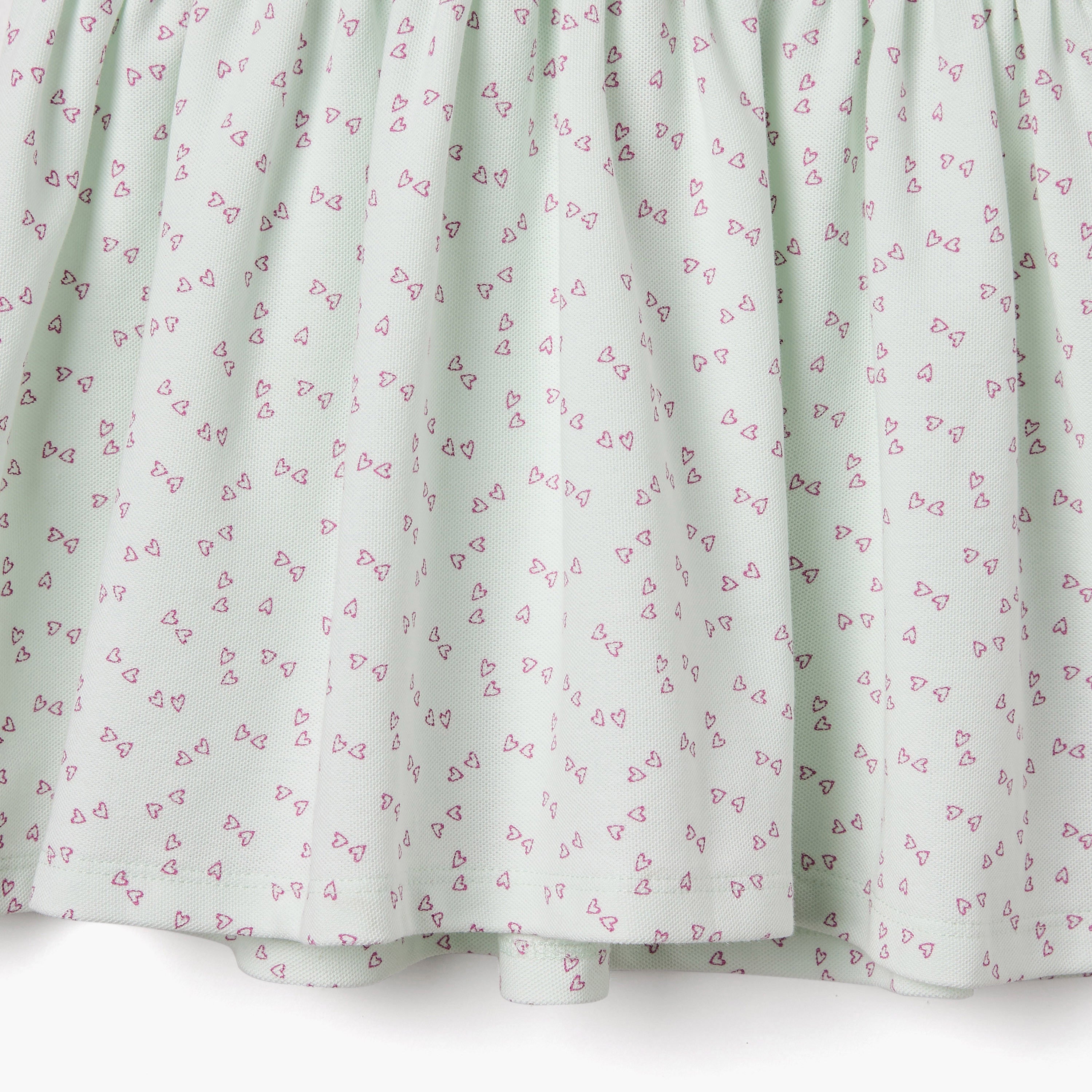 Juniors Heart Print Polo Dress with Short Sleeves