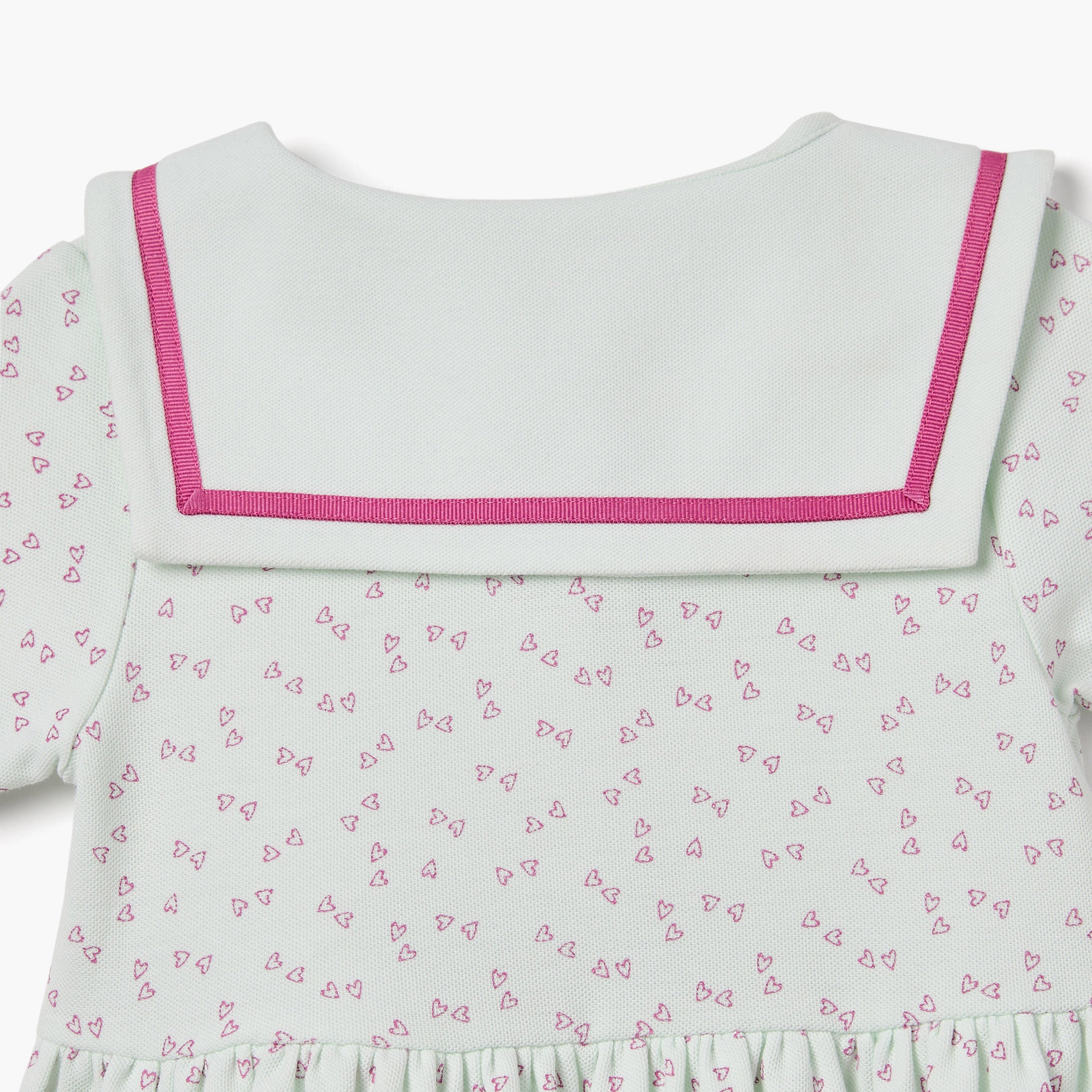 Juniors Heart Print Polo Dress with Short Sleeves