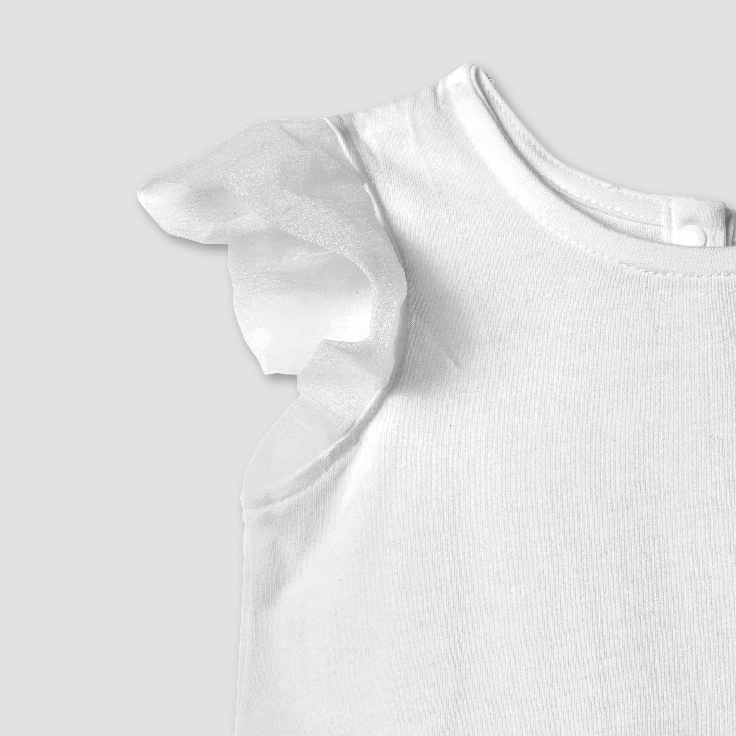 Juniors Solid Round Neck Dress with Short Sleeves and Ruffle Detail