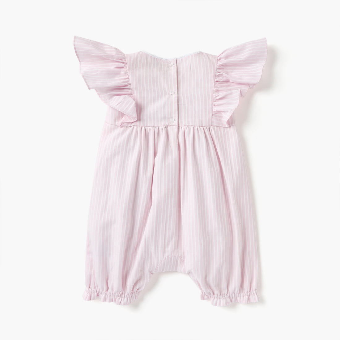Juniors Striped Romper with Ruffle Sleeves