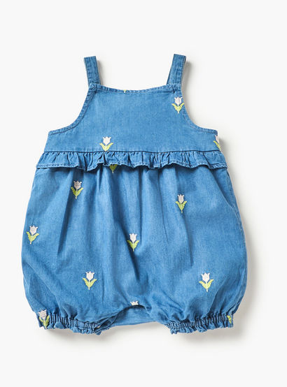 Juniors Embroidered Dungaree and T-shirt Set-baby-girls-clothing-setsandcoords-image-2
