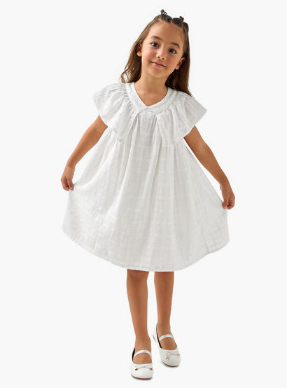 Juniors Checked Sleeveless Dress with Ruffle Detail-girls-clothing-dressesandjumpsuits-image-2
