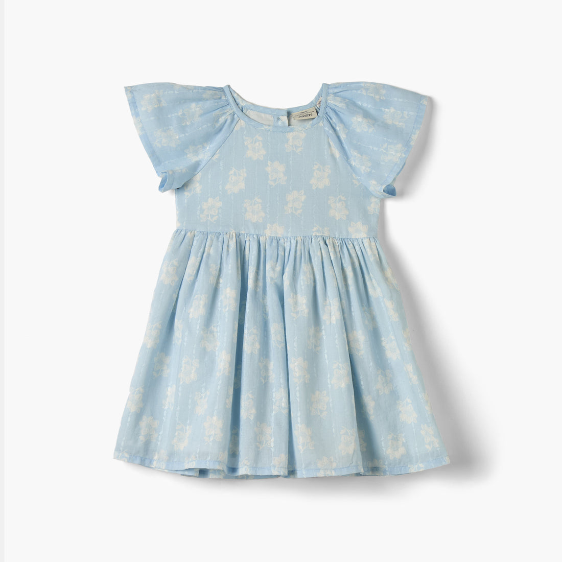 Juniors All-Over Floral Print Dress with Flutter Sleeves - Blue / 3-4 yrs