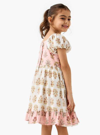 Juniors All-Over Floral Print Dress with Puff Sleeves-girls-clothing-dressesandjumpsuits-image-3