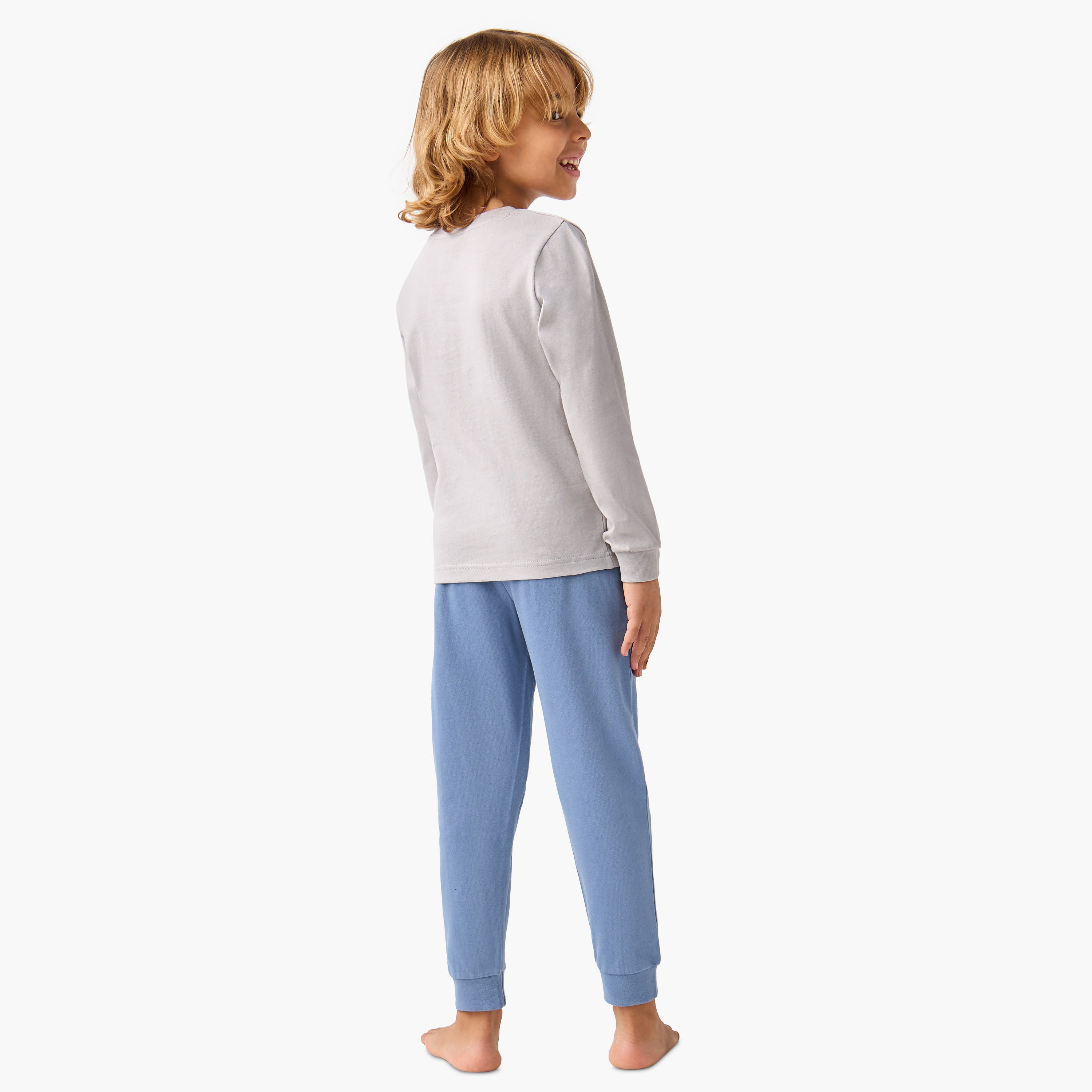 Juniors Dino Print T-shirt and Solid Pyjama Set